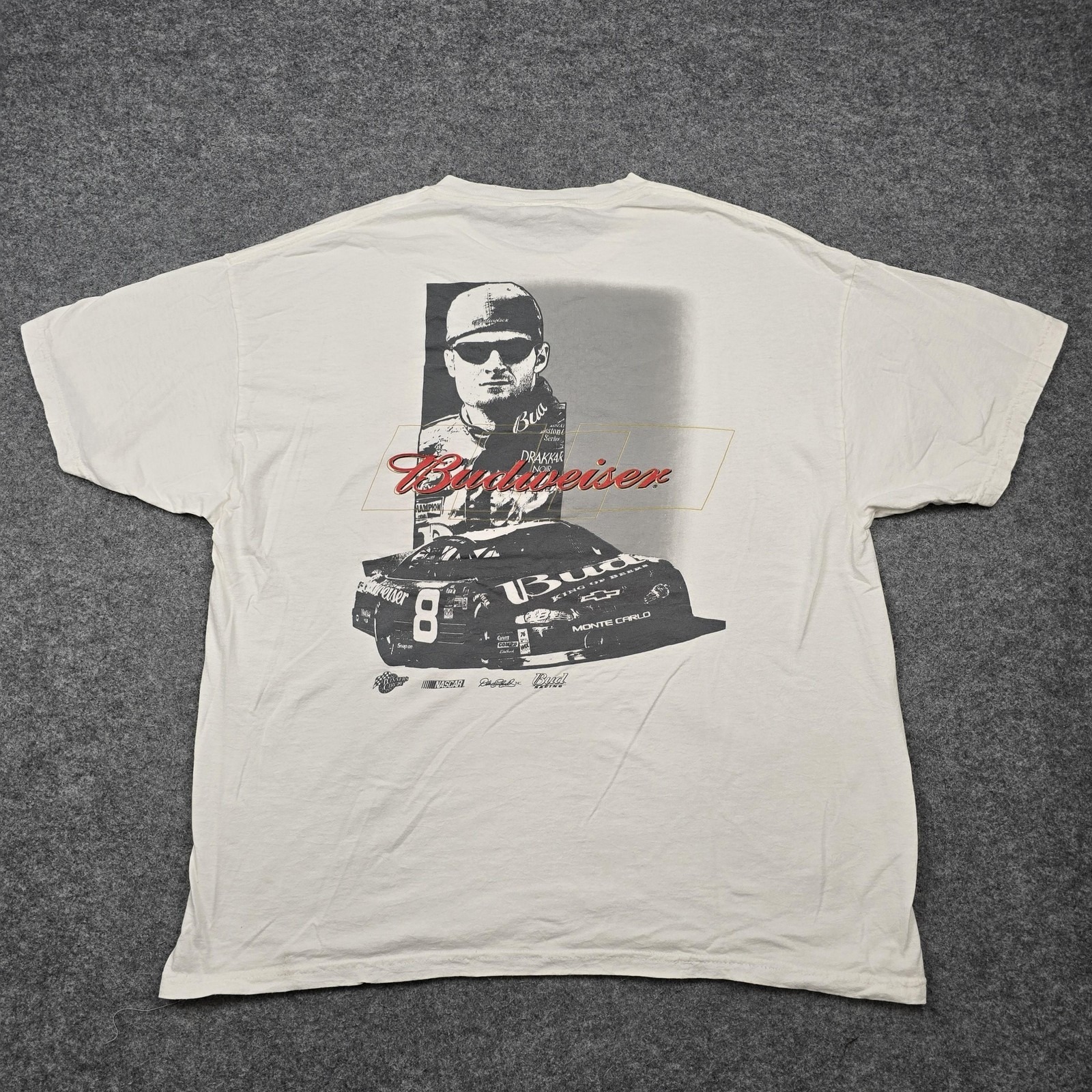 Vintage Dale Earnhardt Jr Shirt Mens Xl White Budweiser Nascar Graphic Tee